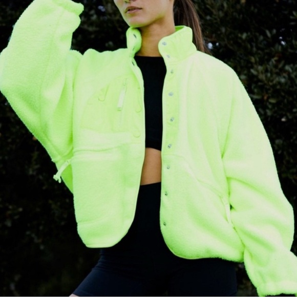 Free People Jackets & Blazers - FREE PEOPLE NWOT Hit the Slopes Neon Fleece Jacket (M)